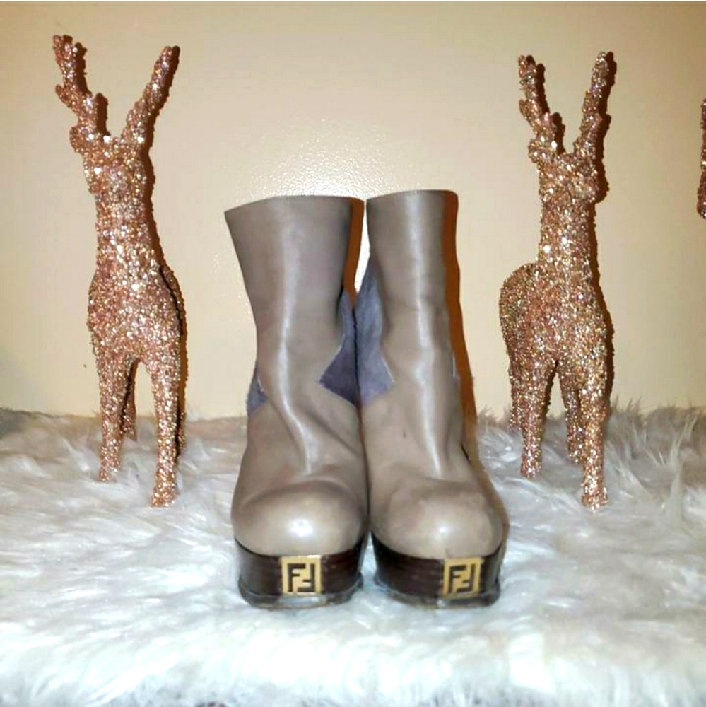Fendi Grey Ankle Heel booties Platform